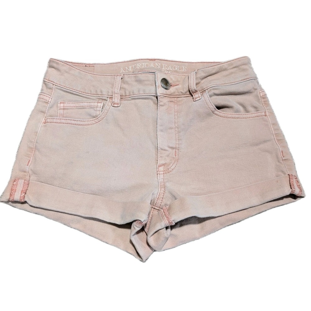 American Eagle Denim Shorts Womens SZ 4 Salmon Super Stretch Comfort Rolled Cuff